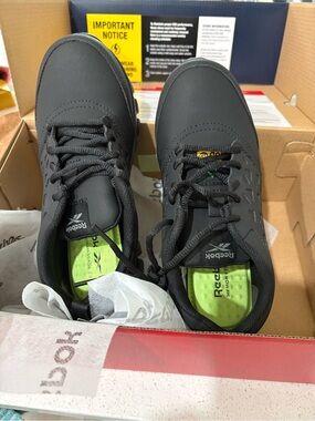 Reebok Men’s Black Antistatic Shoes with Lime Insoles